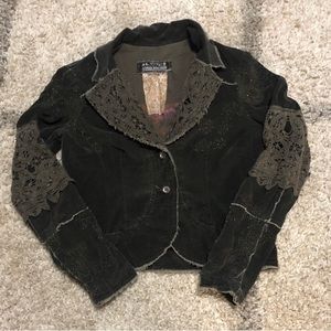 Da Nang Danang Green Corduroy Blazer Jacket Size Small Like New